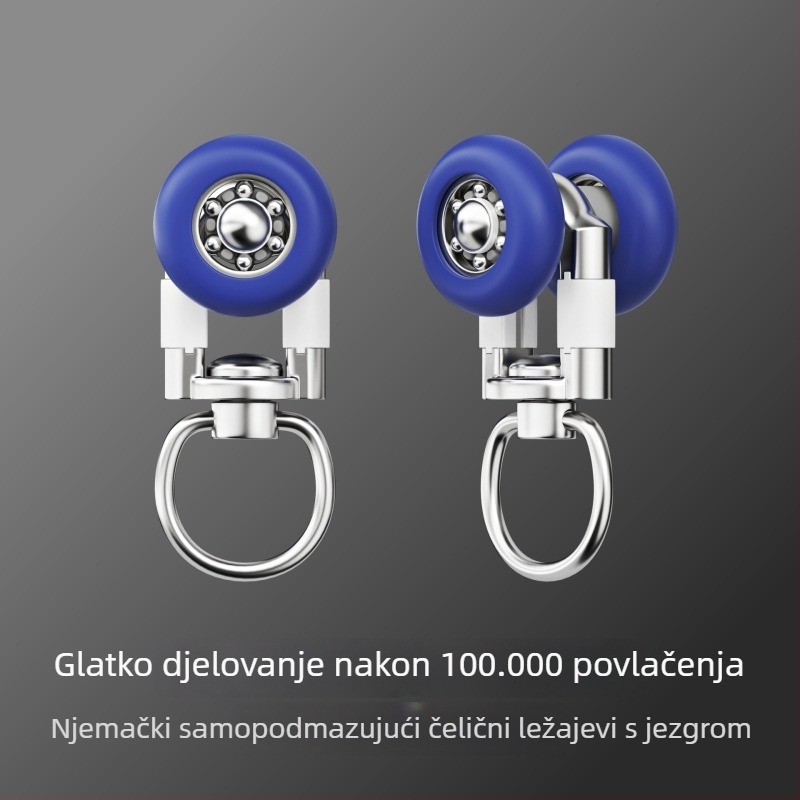 Šina za zavjese s nosačkim točkovima, 2,8 mm, ekstra debela ležaj kotačića, teški aluminijski spoj, dvostruka staza, tih rad