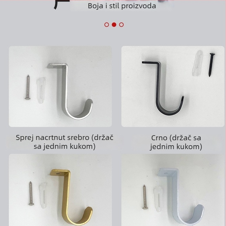 Držač zavjesnog štapa, Model 25, Željezo, Gornja montaža, Za zavjese, Moderni minimalistički stil