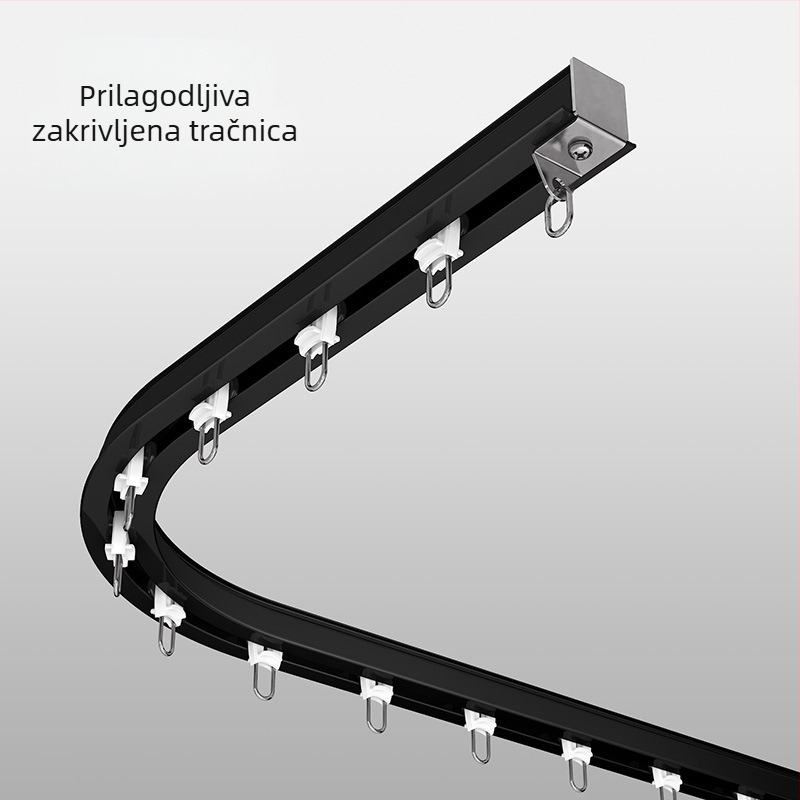 Ugrađena nevidljiva tračnica zavjese, aluminijska legura, model T10-61A, marka Yuntes, za viseće zavjese, moderni minimalistički stil