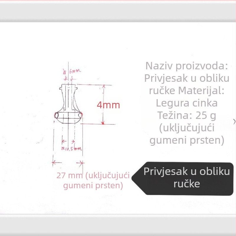 Privjesak u obliku ruke od cinkovog legura