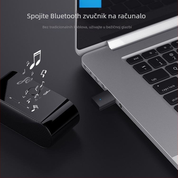 USB Bluetooth audio odašiljač za stolno računalo i prijenosno — USB sučelje, Bluetooth 5.0, 2.4 GHz, domet 3 m, vanjsko napajanje