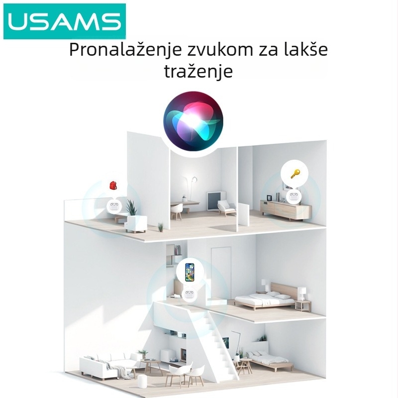 Mini uređaj za sprječavanje gubitka, kompatibilan s iOS-om, domet 12–15 m, baterija 230 mAh, težina 25 g, uključuje torbicu za pohranu, materijal PU koža + ABS
