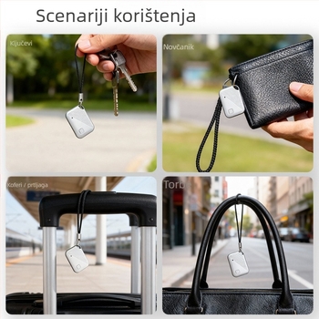 AirTag-kompatibilan anti-gubitnički privjesak-tražilica Bluetooth domet ~50 m baterija CR2025 3V ABS kućište alarm