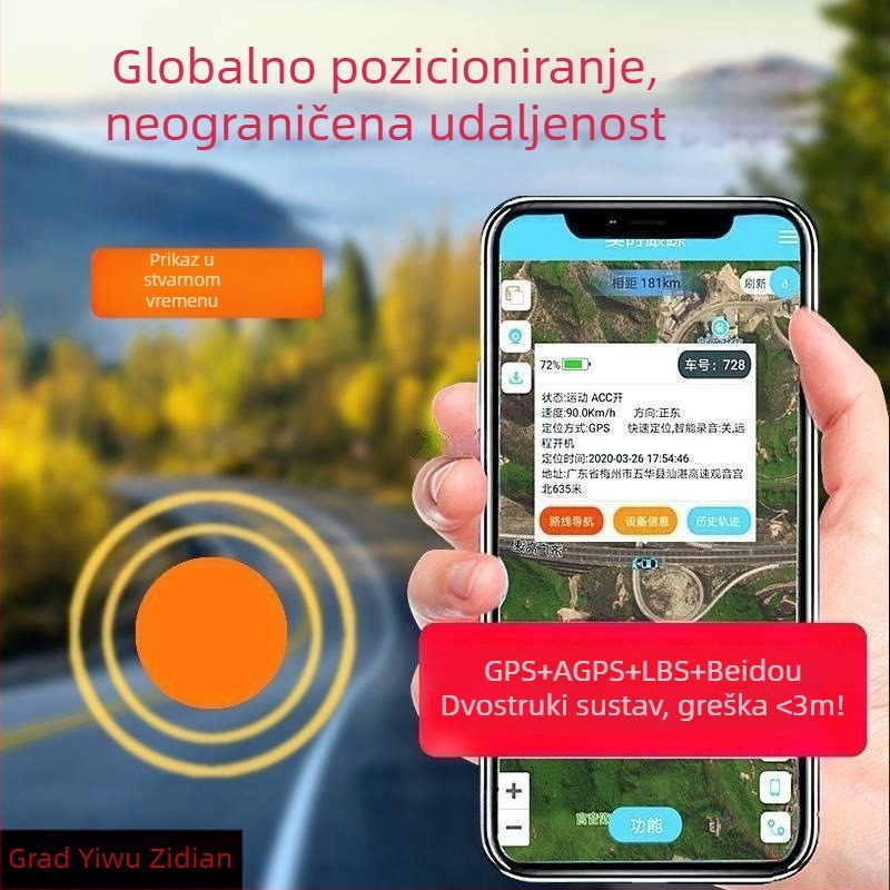 Automobilski GPS lokator – anti‑krađa s satelitskim pozicioniranjem (3C potvrda: 2021180717024326)