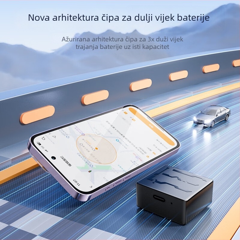 GPS lokator za automobil s BeiDou navigacijom (točnost 5m; memorija 1024MB; vijek baterije 720h; načini alarma: vibracija, isključenje napajanja, SOS, geofence, prekoračenje brzine; karte Baidu i Amap)