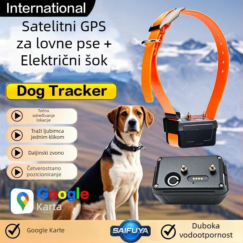 GPS tracker za pse | Vodootporan IP65 | Točnost GPS do 3 m | Višestruki alarmi: vibracija, SOS, mobilni alarm, geofence, prekoračenje brzine | Baterija 4000 mAh, do 25 dana