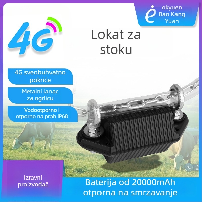 GPS locator za goveda i ovce – 4G, Beidou + GPS, IP68 vodootporan, alarm za ogradu, dugotrajna baterija