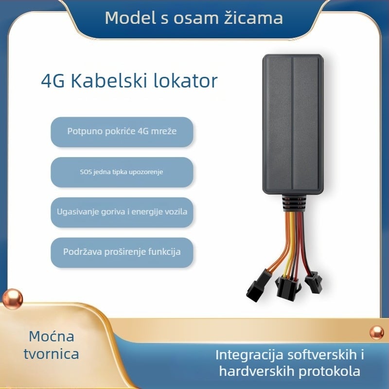 4G GPS tracker za auto i motocikl – točnost 5 m, polimerna baterija, dimenzije 80×39×17 mm, karte Google/Baidu/AMap