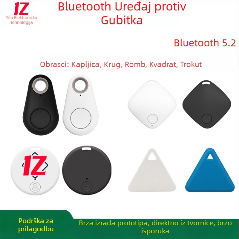 Bluetooth 5.2 protivgubitnički selfie daljinski s lokatorom, Dvosmjerni alarm, Domet 15–30 m, CR2032 baterija