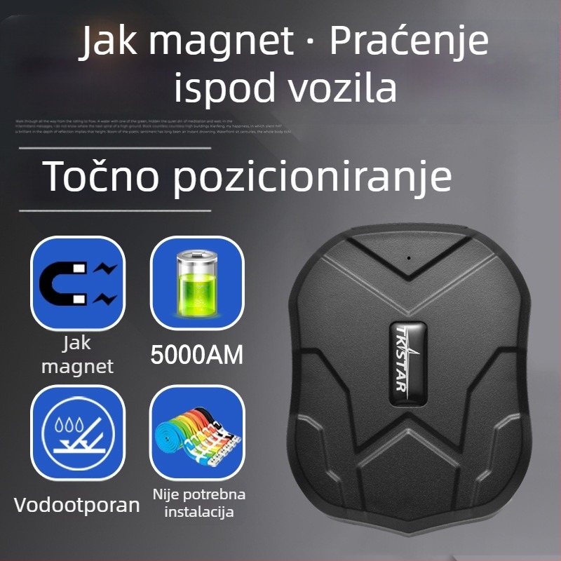 TK905 2G magnetski auto GPS tracker – 5000mAh baterija, GPS preciznost 5 m, IP65 vodootporan, dugi standby