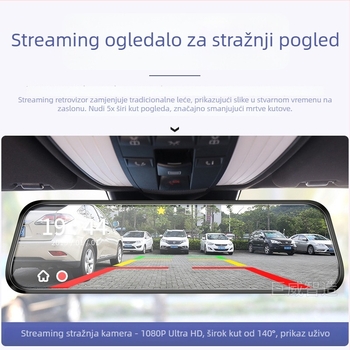 Automobilski retrovizor DVR s dvostrukom kamerom naprijed-nazad, dodirni zaslon, 1296P, 140°, otvor blende F2.0