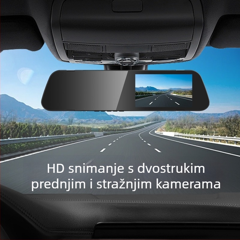 Automobilski retrovizor dash cam – 1080p prednje i stražnje dvostruko snimanje, nadzor parkiranja, povratna slika, 5,5-inčni zaslon osjetljiv na dodir
