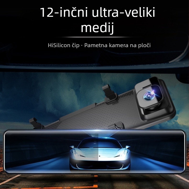 Nova 12-inčna dash cam za automobil s dvostrukim objektivom, noćno vidno 2K/4K, Wi-Fi, GPS praćenje puta, DVR