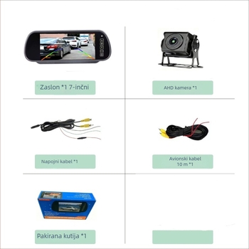 Automobilski 7-inčni AHD monitor za retrovizor CJ-102, 1024x600, 720p kamera, otvor leće F/2.8