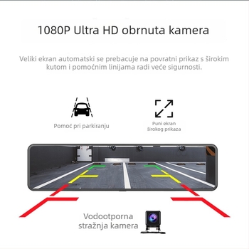 Q80 Pametan automobilski retrovizor s dvostrukom lećom, dash cam, 4G Android navigacija, 1080P, četverojezgreni, 2GB RAM + 32GB memorije