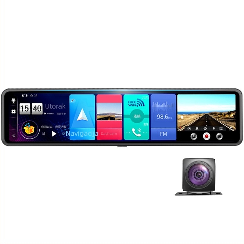 Q80 Pametan automobilski retrovizor s dvostrukom lećom, dash cam, 4G Android navigacija, 1080P, četverojezgreni, 2GB RAM + 32GB memorije