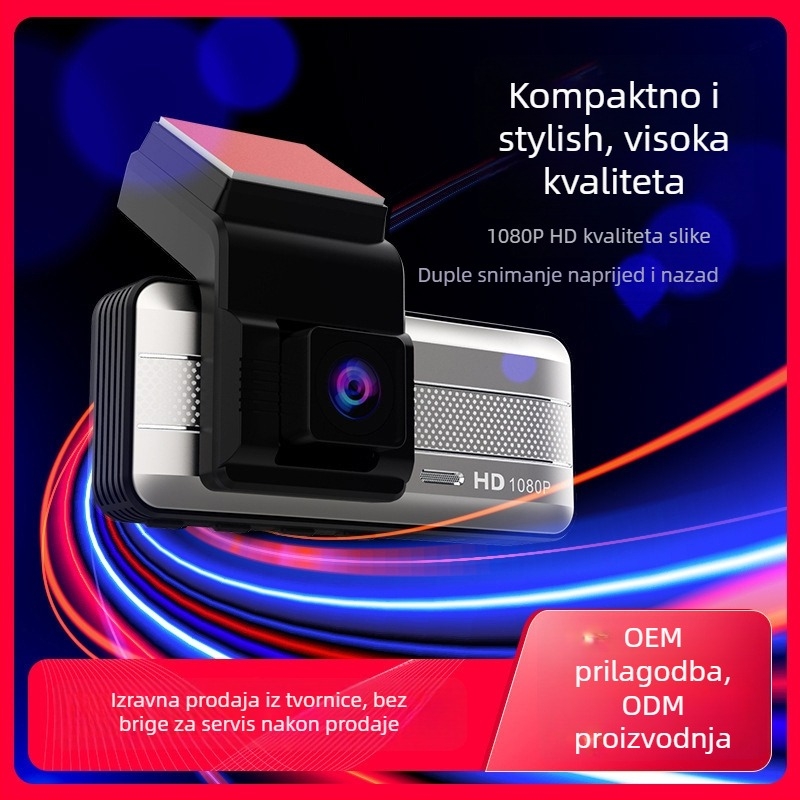 Dz 772 Auto kamera- ogledalo s noćnim vidom, dvostruka leća, kut snimanja 160°, 12MP, podržava TF karticu do 128GB, ugradnja na vjetrobransko staklo, napajanje 12V