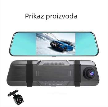 Dvostruki auto dash cam s dodirnim zaslonom od 10 inča, 2160p, prednja i stražnja kamera, Wi-Fi, detekcija pokreta, parkiranje, noćni način, senzor ubrzanja