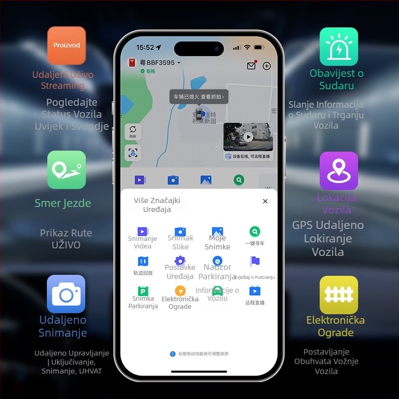 4G daljinsko nadgledanje s cloud zapisom, prednja i stražnja dvostruka kamera, GPS pozicioniranje, 2160P rezolucija