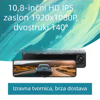 1080p dash kamera za automobil s dvostrukim objektivom, noćnim vidom, glasovnim upravljanjem i dodirnim zaslonom
