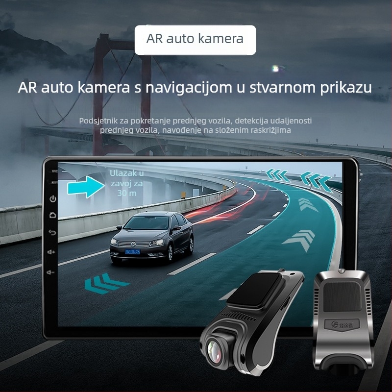 AR Gaode real-time Android navigacija s velikim zaslonom, USB dash cam, ADAS, dvostruka leća, 1080p