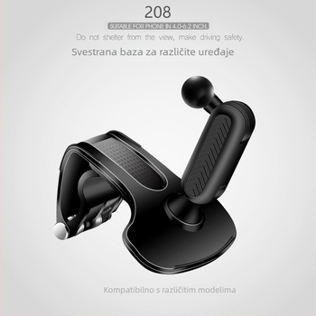 Auto držač za telefon | ABS materijal | Univerzalni model 202-C | Funkcija anti-vibracije | Opća kompatibilnost