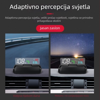 Big Plus HUD zaslon za automobil s GPS navigacijom, USB napajanjem, sklopni dizajn