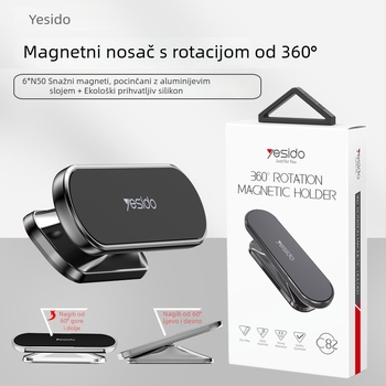 Yesido magnetski rotirajući nosač za telefon u auto, kućište od legure