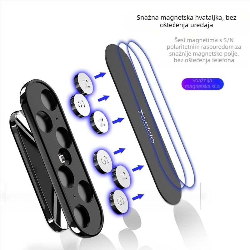 Yesido magnetski rotirajući nosač za telefon u auto, kućište od legure