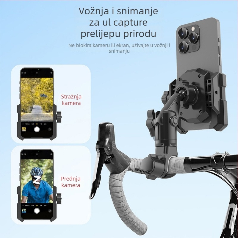 Držač telefona za bicikl – tip nosača automobilske vrste za cestovni, planinski i električni bicikl, drveno kućište, opći stil
