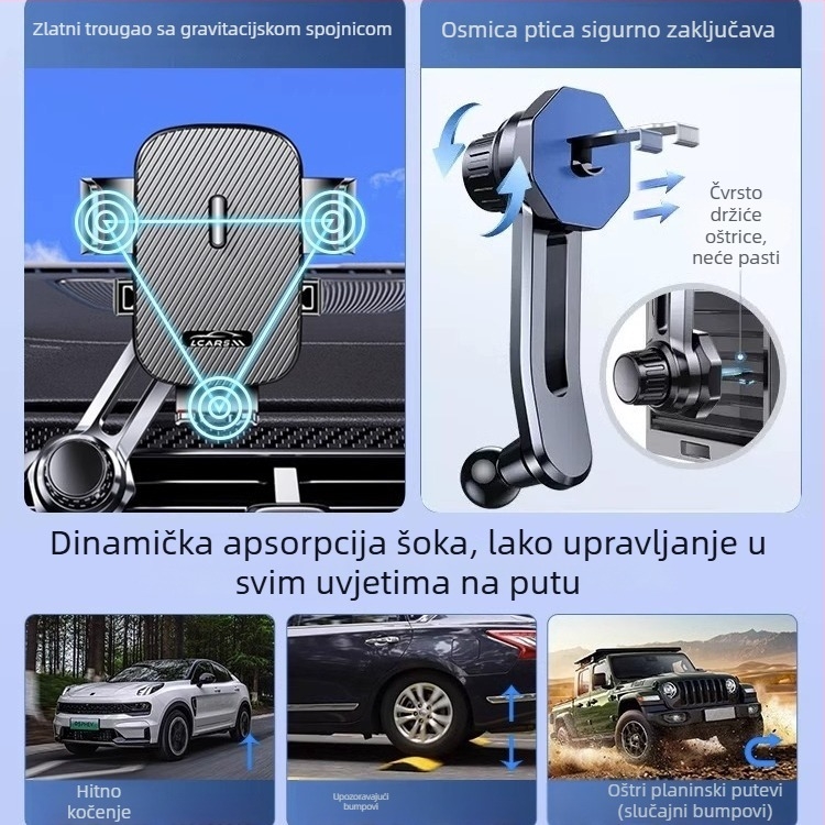 Držač za mobitel u autu – legura, opći stil, kompatibilan s otvorom za ventilaciju, prilagodljiv