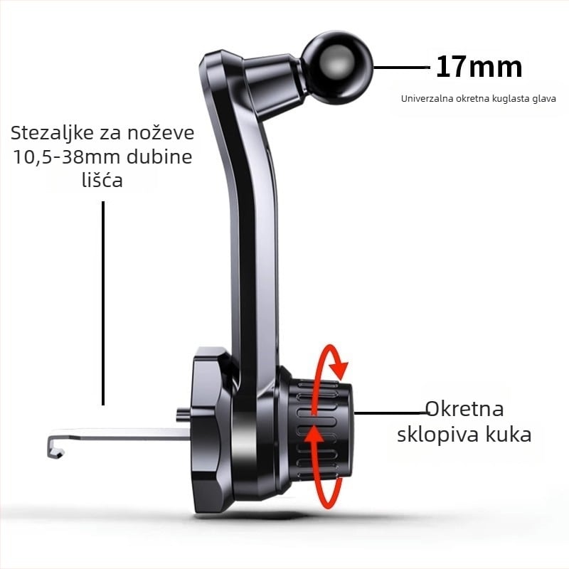 Držač za mobitel u autu – legura, opći stil, kompatibilan s otvorom za ventilaciju, prilagodljiv