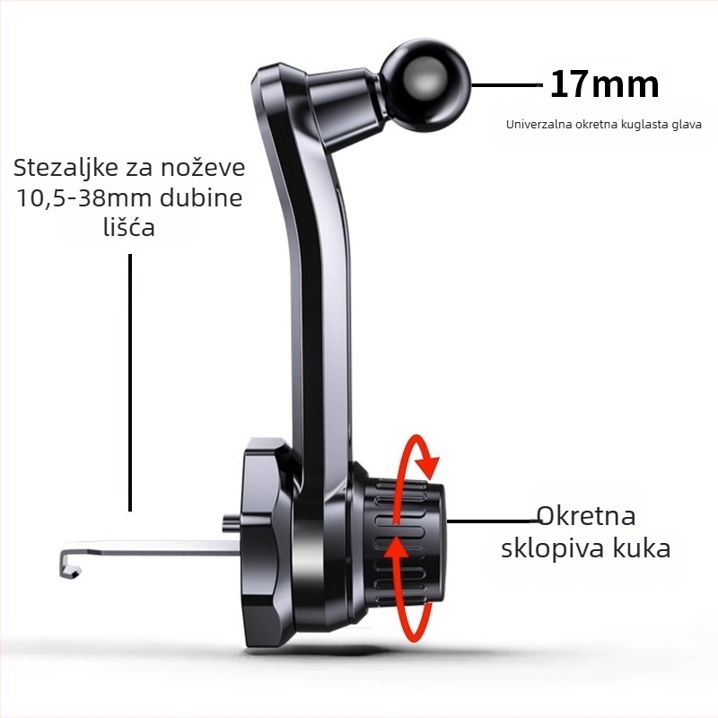 Držač za mobitel u autu – legura, opći stil, kompatibilan s otvorom za ventilaciju, prilagodljiv