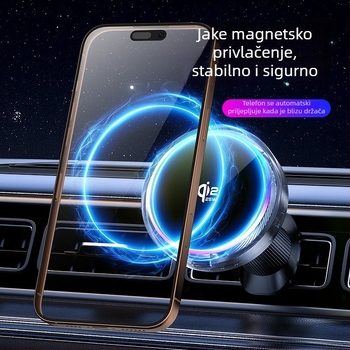 Qi2.2 magnetski držač za mobitel u autu s bežičnim punjenjem, anti-šok, držač na izlaz zraka, univerzalni plastični držač