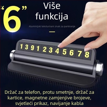 XHD držač za telefon u automobilu, Lazy Stand tip, plastičan, s skrivenim ID klipom i multifunkcionalnom karticom za parkiranje