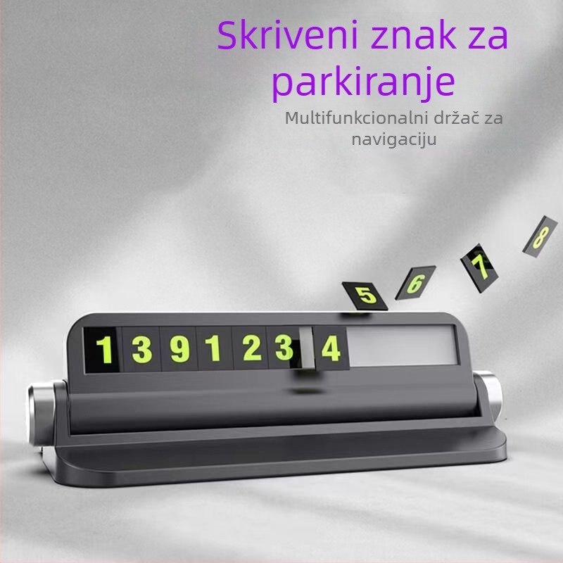 XHD držač za telefon u automobilu, Lazy Stand tip, plastičan, s skrivenim ID klipom i multifunkcionalnom karticom za parkiranje