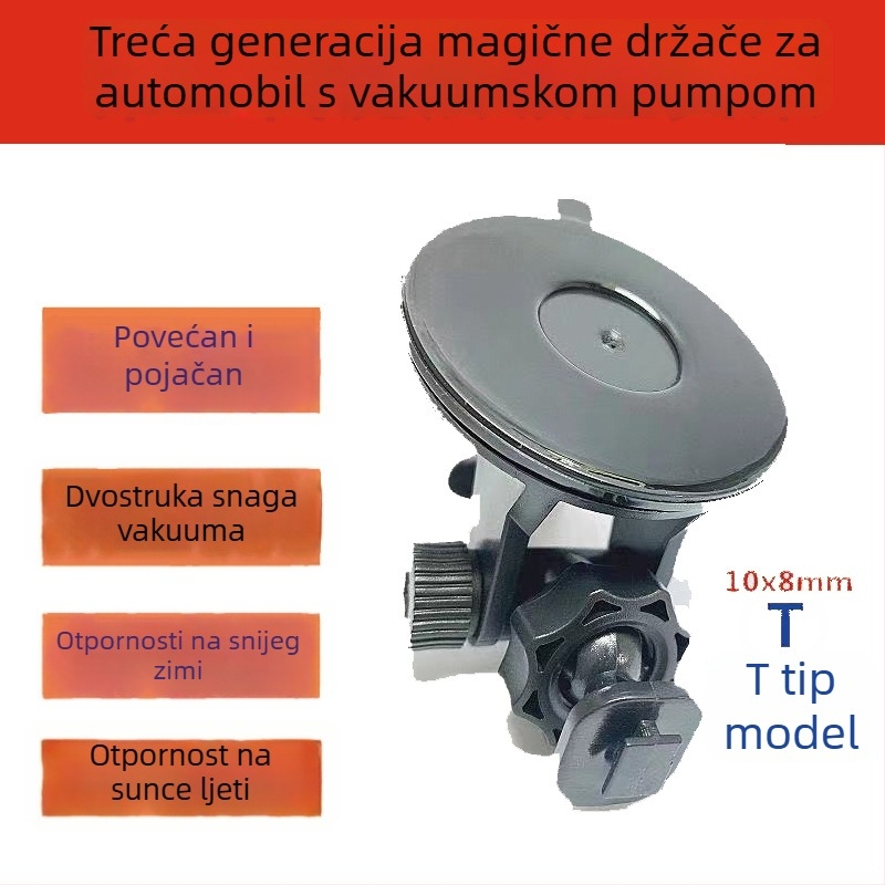 Držač za auto DVR sa silikonskom usisnom prirubom, T-bazom, univerzalna kompatibilnost, model X-17