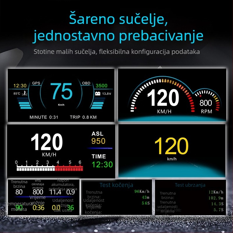 C1 HUD zaslon za automobil s oglednom projekcijom, HD, bez dvostrukog prikaza, univerzalna kompatibilnost