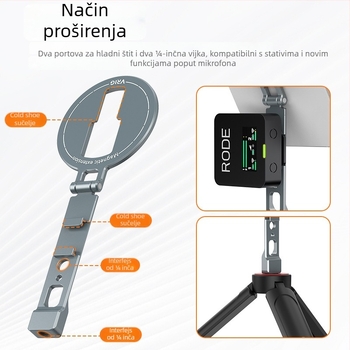 Magnetski stalak od aluminijske legure s MagSafe, sklopivi, dvostruka cold shoe za pametne telefone