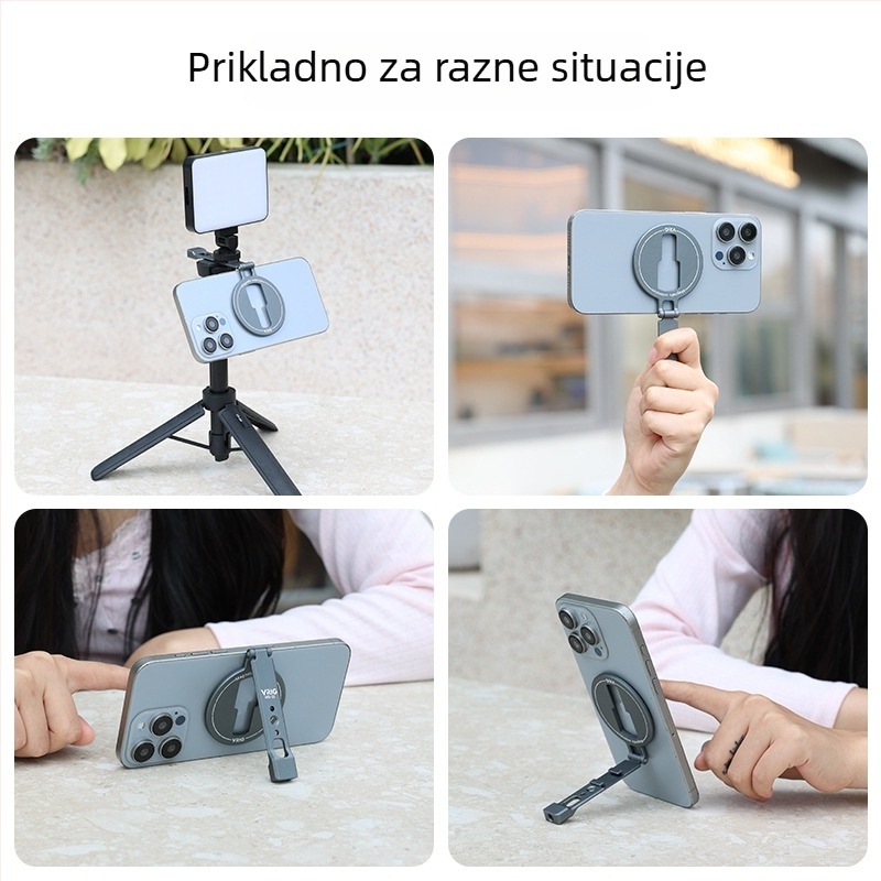 Magnetski stalak od aluminijske legure s MagSafe, sklopivi, dvostruka cold shoe za pametne telefone