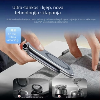 Tesla magnetski držač za telefon u automobilu — višenamjenski, ultra-tanki, sklopivi (Materijal: plastika; Funkcija: antivibracijski; Stil: univerzalni; Prilagodba: podržana)