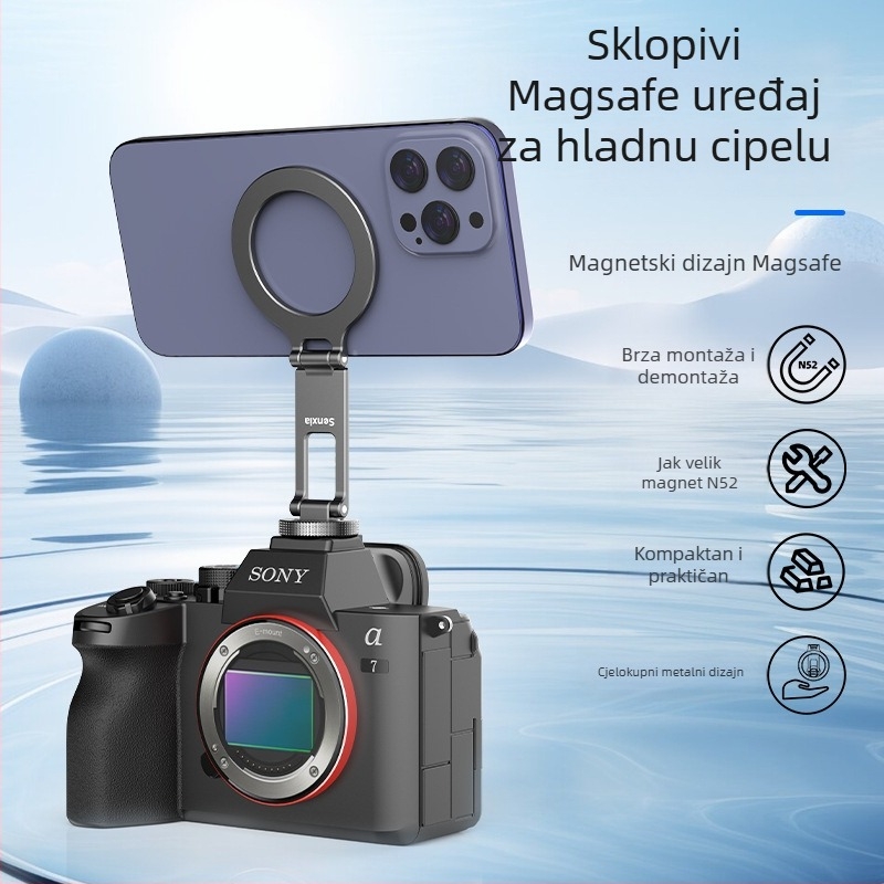 MagSafe sklopivi metalni držač za telefon za horizontalno i vertikalno snimanje, s monitorom