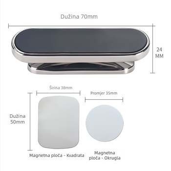 Auto nosač za telefon s magnetskim držačem, 360° rotacija, snažna usisna čašica, legura, univerzalni dizajn