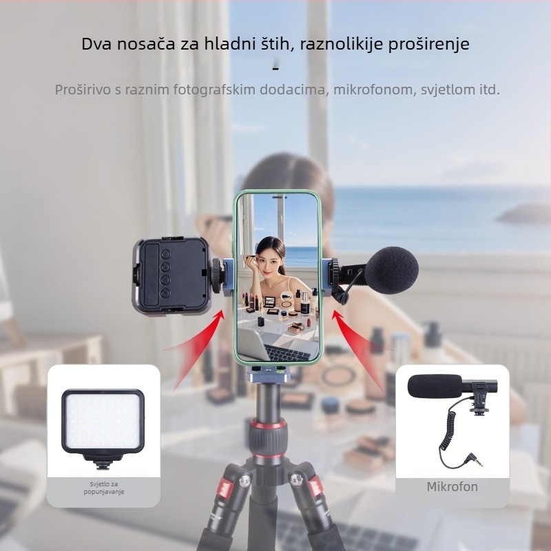 PH78 Držač za mobitel s tlmenjem, hladna šina, horizontalna i vertikalna rotacija, aluminijska legura