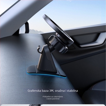 Magnetski držač za mobitel u automobilu, ljepljiva baza na ploči instrumenta, univerzalno, ABS i PC