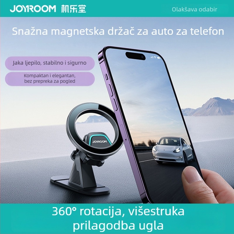 Magnetski držač za mobitel u automobilu, ljepljiva baza na ploči instrumenta, univerzalno, ABS i PC