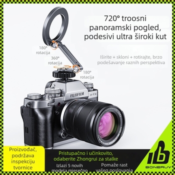 Boneruy Sklopivi držač za telefon s kamerom i hladnim pantofom – magnetska postolja s višekutnim kutovima, vijak 1/4 inča, legura