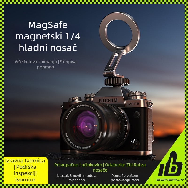 Boneruy Sklopivi držač za telefon s kamerom i hladnim pantofom – magnetska postolja s višekutnim kutovima, vijak 1/4 inča, legura