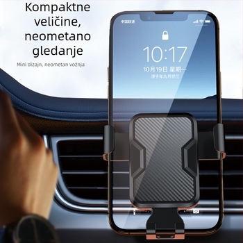 Držač za mobitel u automobilu s gravitacijskim mehanizmom, klipsa za ventilaciju, kožna tekstura površine, plastično kućište