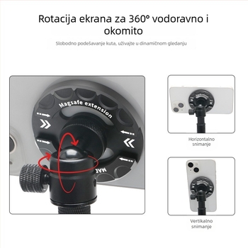 Držač za telefon u autu – MagSafe magnetska baza, univerzalni 1/4-inčni otvor za vijak, aluminijska legura, dvostruko hladno postolje